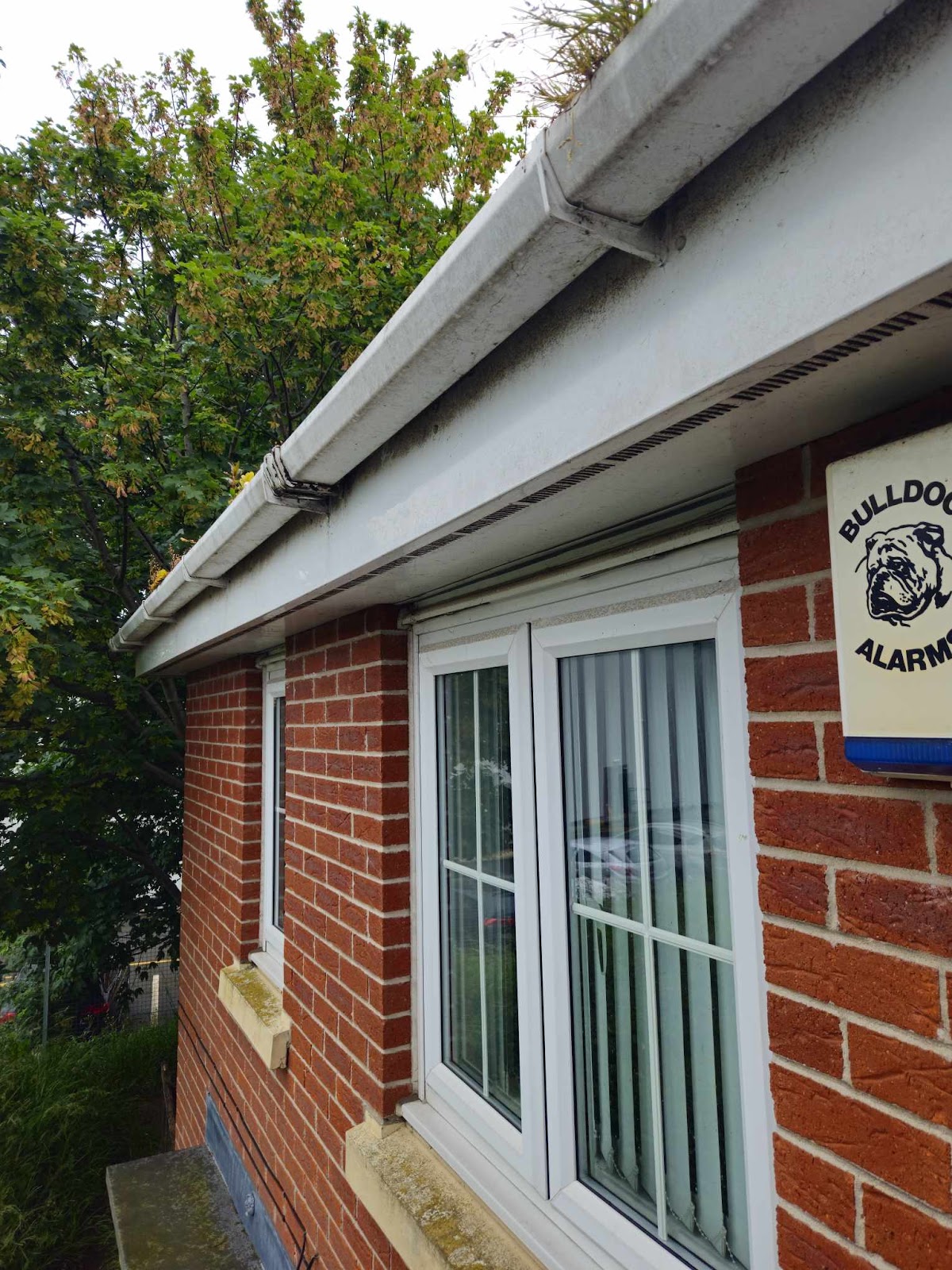 Freshly cleaned white fascias, soffits and guttering on a Widnes home